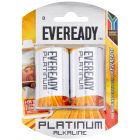 EVEREADY BATTERY PLATIMUN ALKALINE D 2 PACK