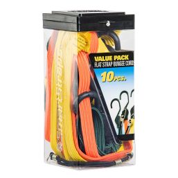 BUNGEE STRAPS FLAT ASSORTMENT 10PC