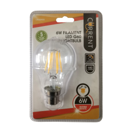 CURRENT L/BULB LED B22 CANDLE FILA 6W WW