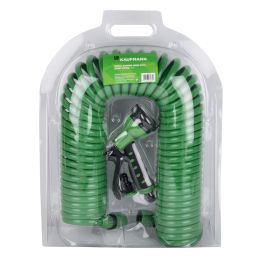 KAUFMANN 15MM SPIRAL GARDEN HOSE+PISTOL+COUPLINGS