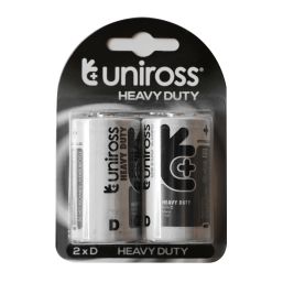 UNIROSS BATTERY HEAVY DUTY ZINC D 2 PACK