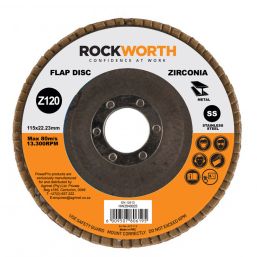 ROCKWORTH FLAP DISC 115MM ZIRCONIA OXIDE P120