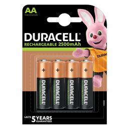 DURACELL BATTERY RECHAREABLE AA 2500MAH 4 PACK