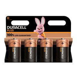 DURACELL BATTERY PLUS ALKALINE D 4 PACK