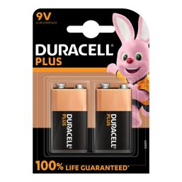 DURACELL BATTERY PLUS ALKALINE 9V 2 PACK