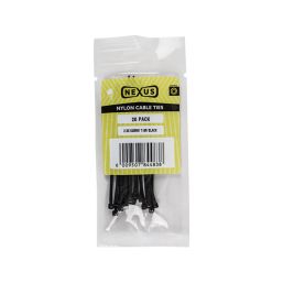 NEXUS CABLE TIES T30R 3.6MMX150MM BLACK 20 PACK