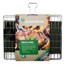 KAUFMANN BRAAI GRID ADJUSTABLE S/STEEL BOX MED