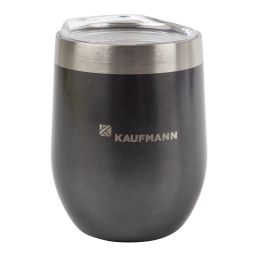 KAUFMANN TUMBLER WINE DBL WALL WITH LID GRY 350ML