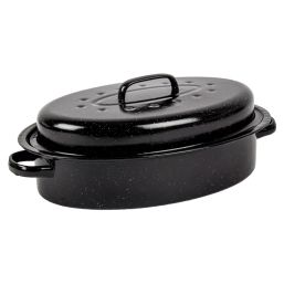 KAUFMANN OVAL ENAMEL COATED PAN + LID 5L