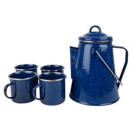 LK COFFEE PERCOLATOR SET 5 PIECE ENAMEL