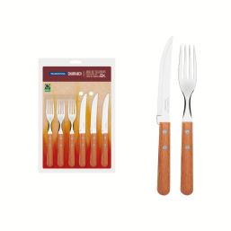 TRAMONTINA CUTLERY BRAAI SET NATUR WOOD 12PC BP