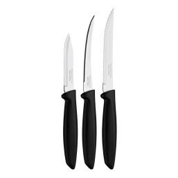 TRAMONTINA PLENUS KNIFE SET BLACK 3PC BP