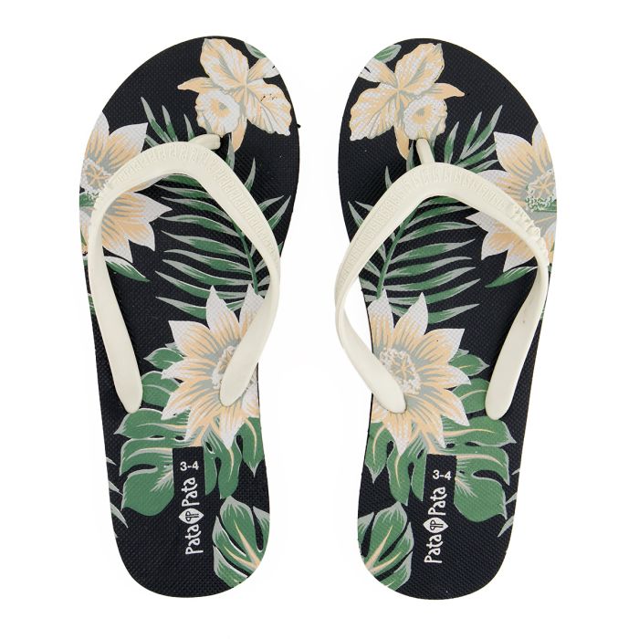 Pata Pata Ladies Flip Flops Black Floral Size 5/6, Agrinet Wholesale ...