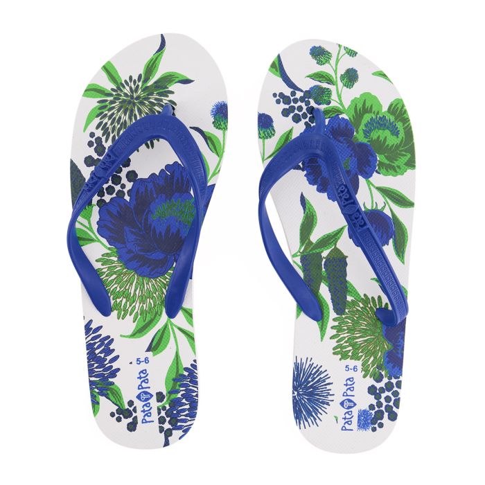 Pata Pata Ladies Flip Flops Blue Floral Size 5/6, Agrinet Wholesale ...