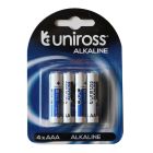 UNIROSS BATETRY ALKALINE AAA 4 PACK