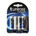 UNIROSS BATTERY ALKALINE AA 4 PACK