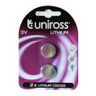 UNIROSS BATTERY LITHIUM COIN 3V CR2025 2 PACK