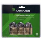 KAUFMANN BRASS LOCK SET 3 PC 40MM