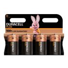 DURACELL BATTERY PLUS ALKALINE D 4 PACK